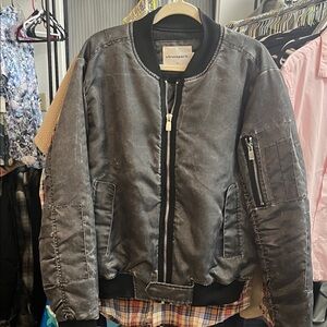 Eleven Paris Men's Charcoal Distressed Bomber Jacket